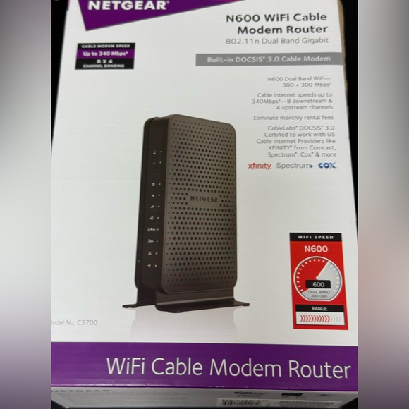 Netgear N600 Wifi cable modem router C3700 - no manual original box w power cord - Picture 14 of 16